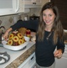 Allison basting the Glazed Ham